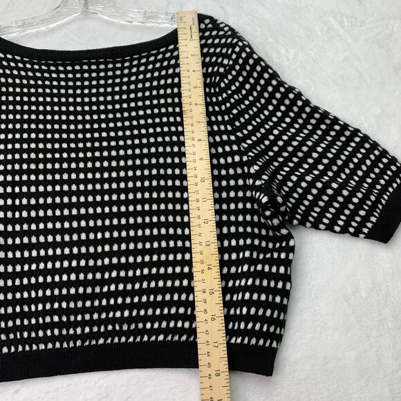 Torrid Size 0 US Large Black White Polka Dot Elbow Sleeve Cropped Sweater - Picture 6 of 7